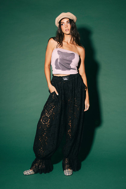 Dancing in the Moonlight Lace Bloomer Pants in Black