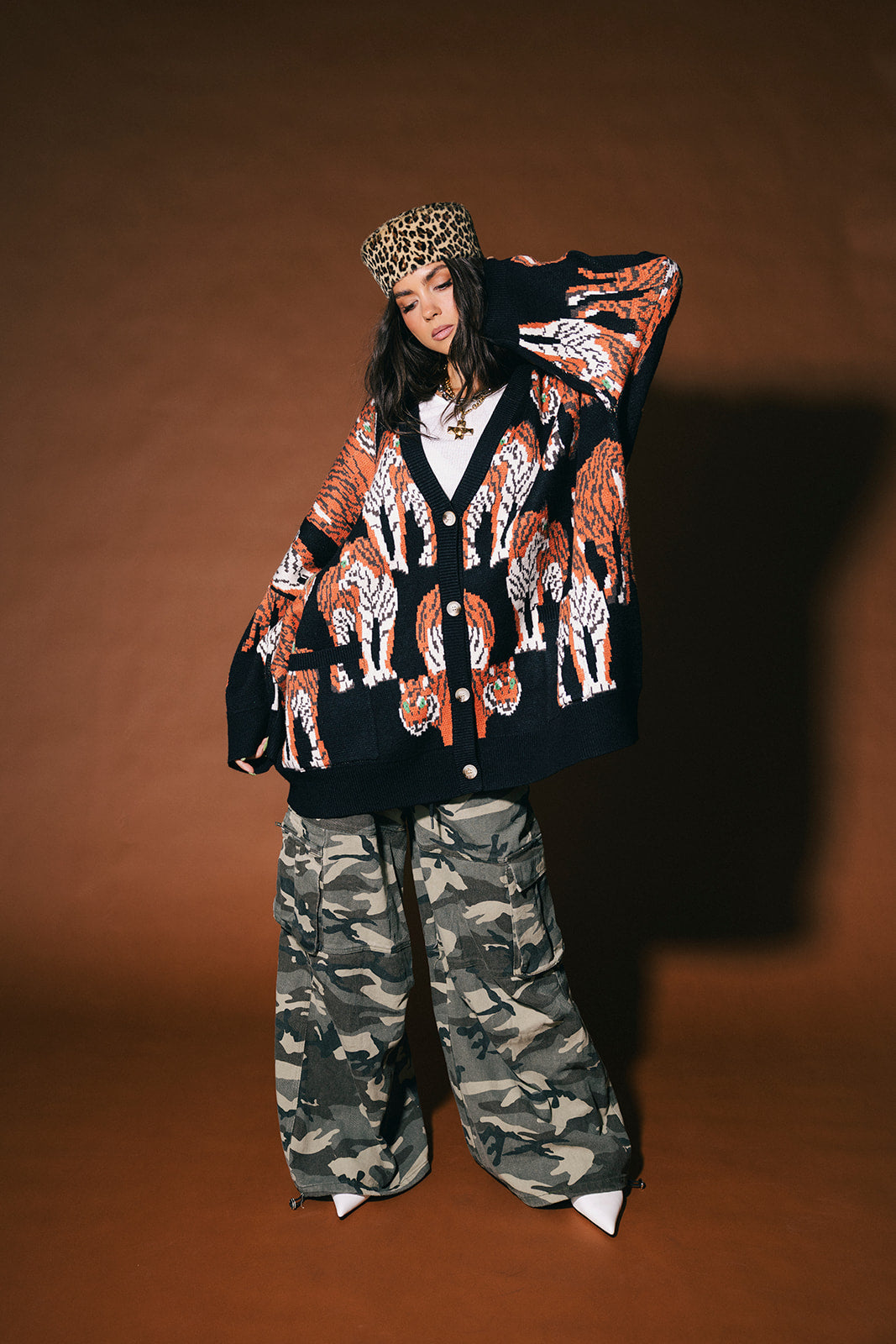 Tiger Tales Oversized Cardigan in Black