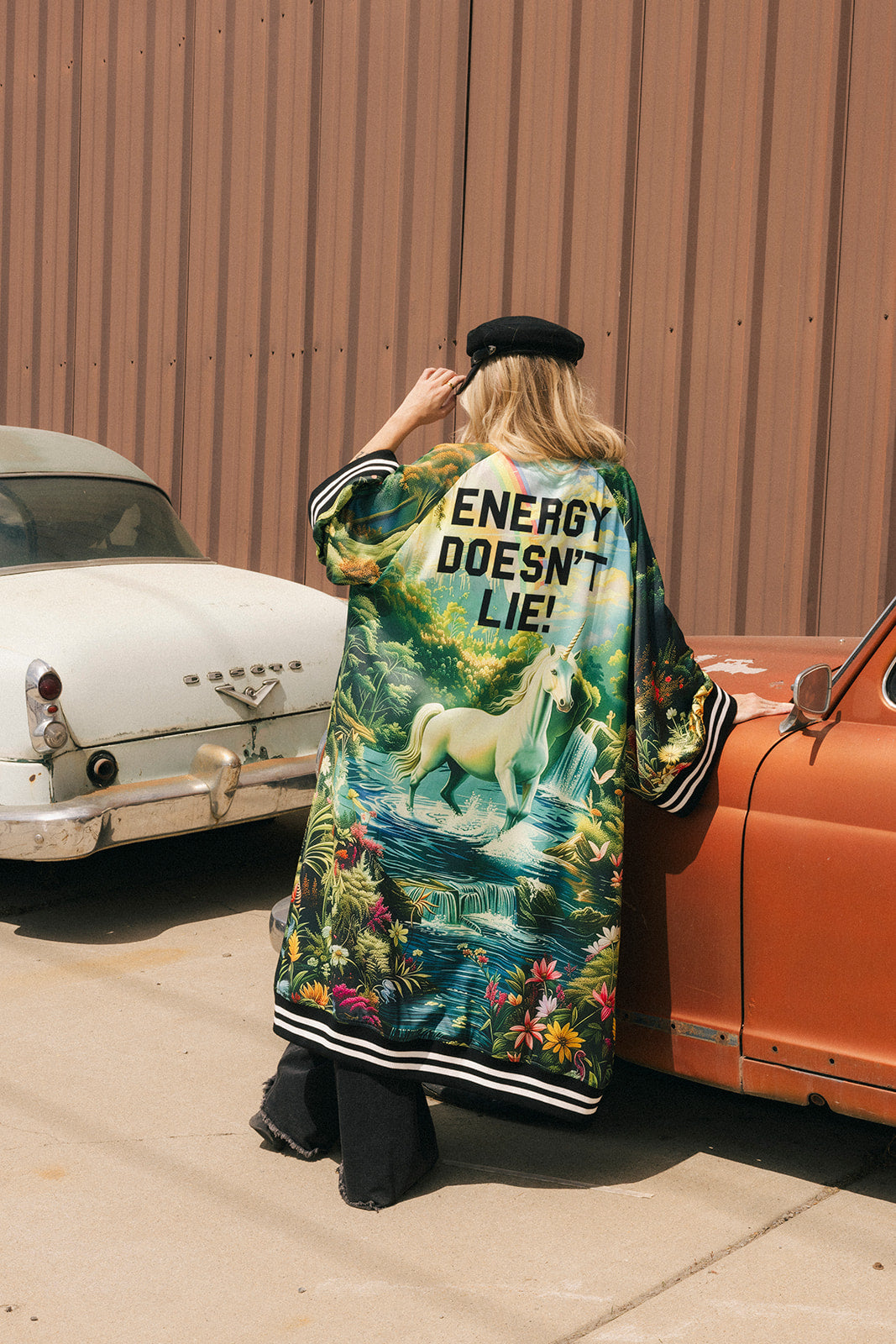 Energy Doesn't Lie Zip-Up Kimono Bomber