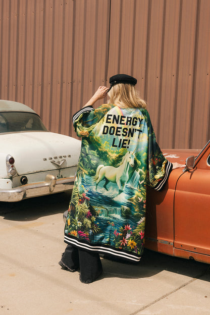 Energy Doesn't Lie Zip-Up Kimono Bomber