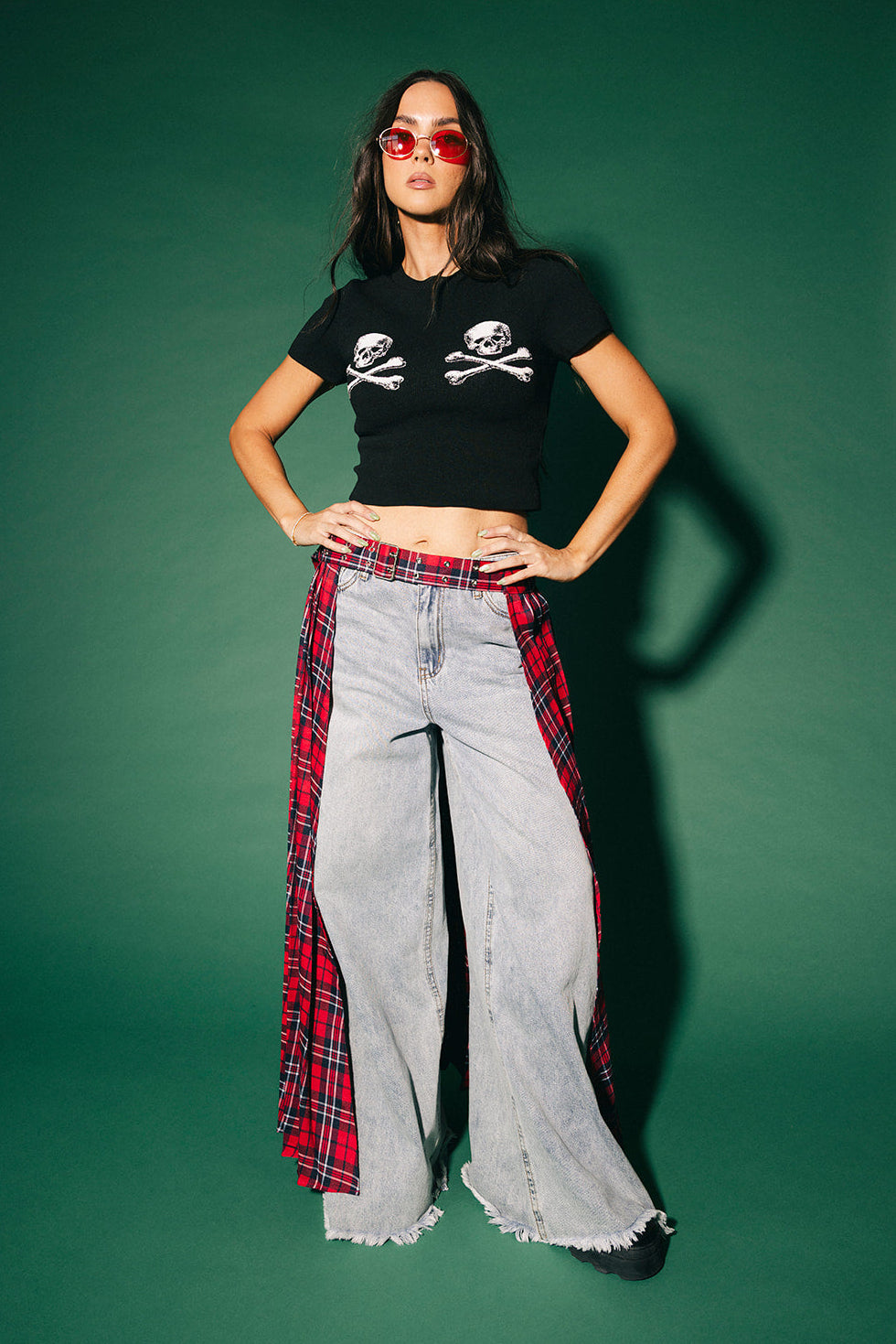 Double Trouble Skull Knit Baby Tee