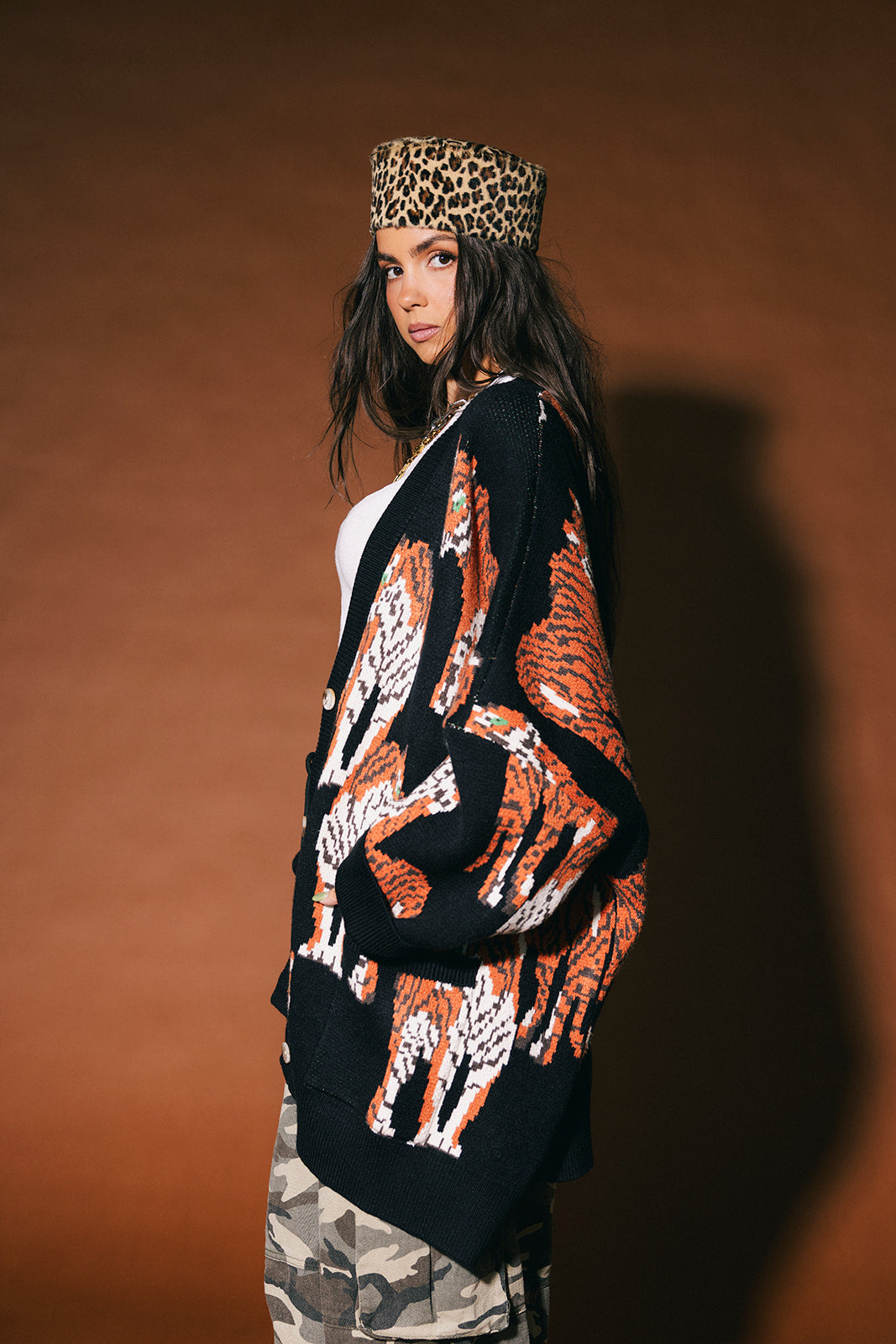 Tiger Tales Oversized Cardigan in Black