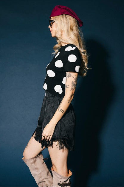 Do it For The Plot Polka Dot Knit Baby Tee