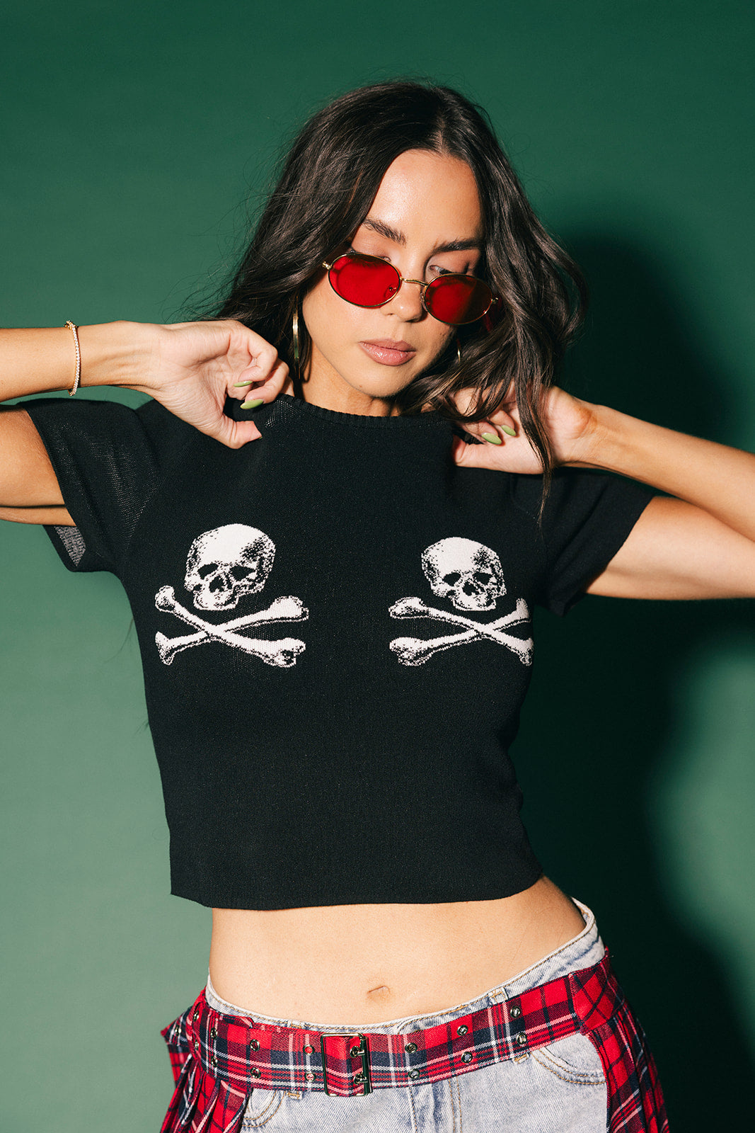 Double Trouble Skull Knit Baby Tee