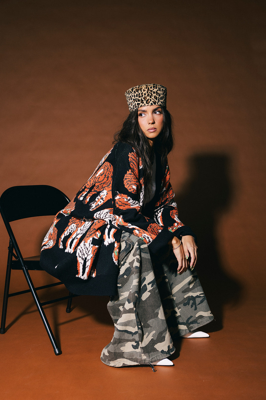 Tiger Tales Oversized Cardigan in Black