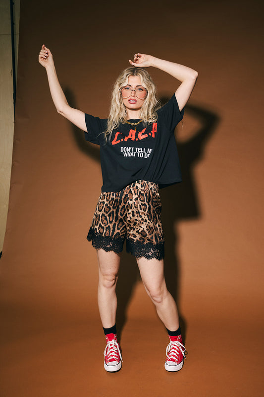 Supernova Satin Bloomer Shorts in Leopard
