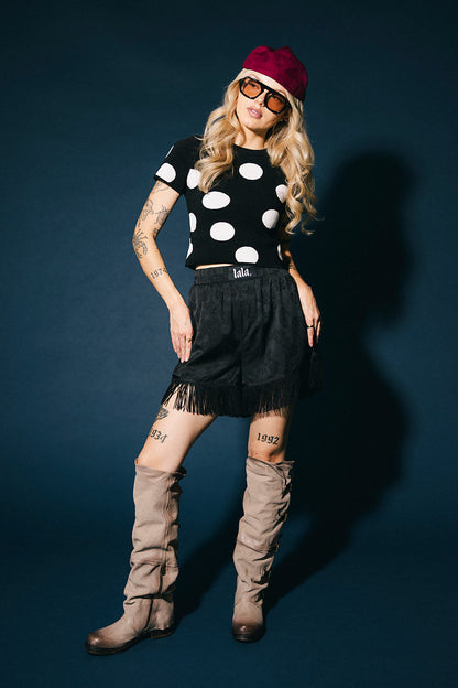 Do it For The Plot Polka Dot Knit Baby Tee