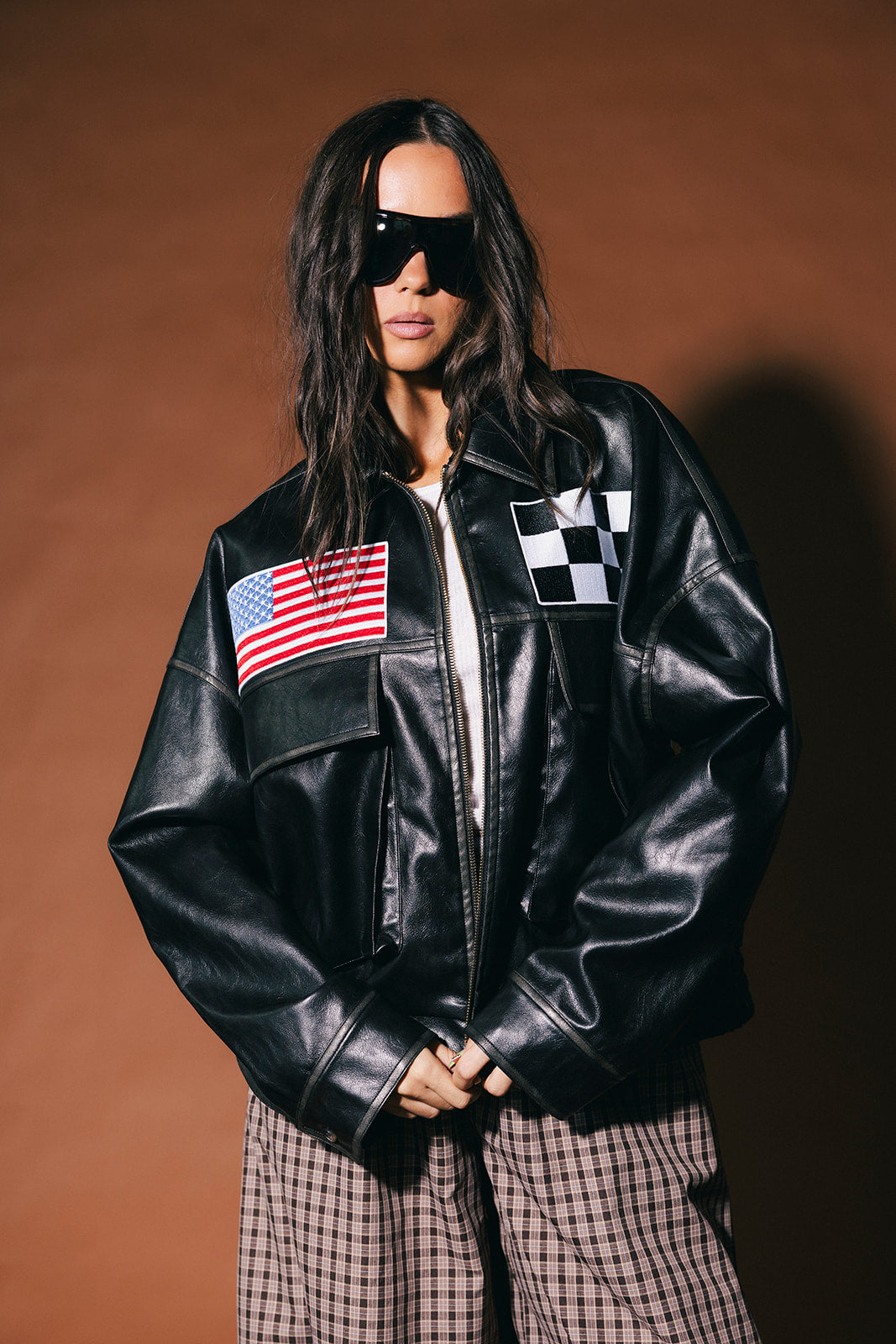 Lalaland Art Department Vegan Leather Bomber Jacket