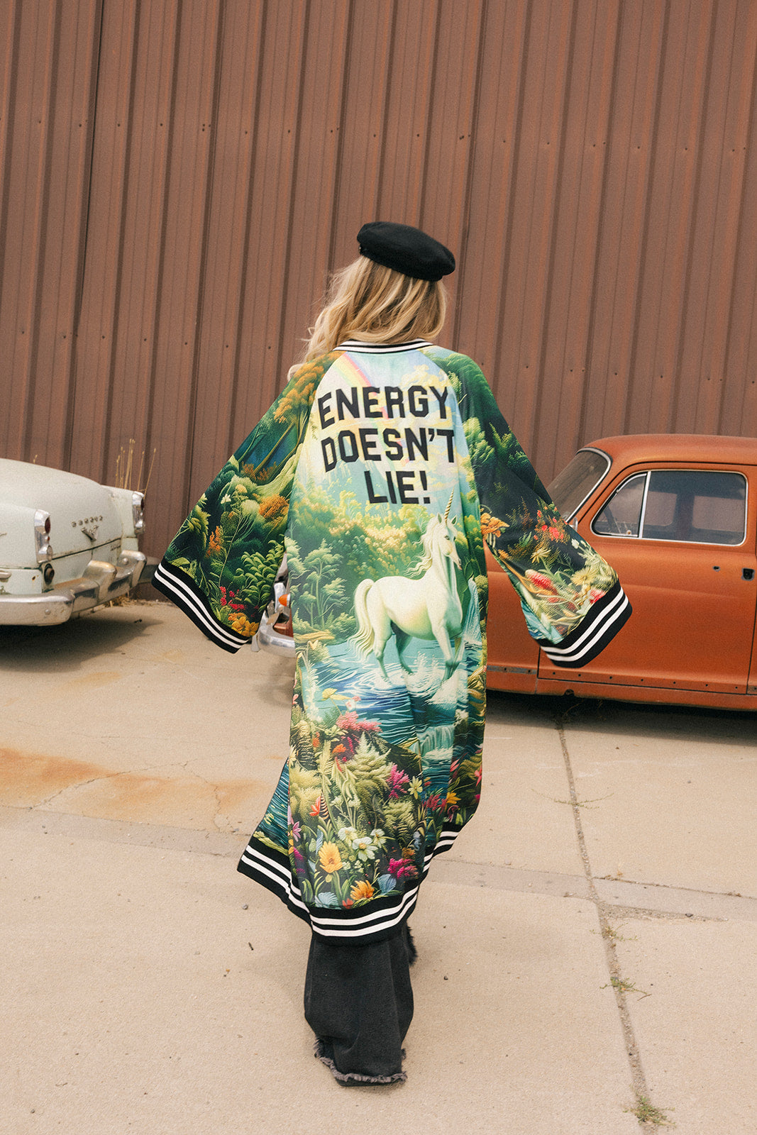 Energy Doesn't Lie Zip-Up Kimono Bomber