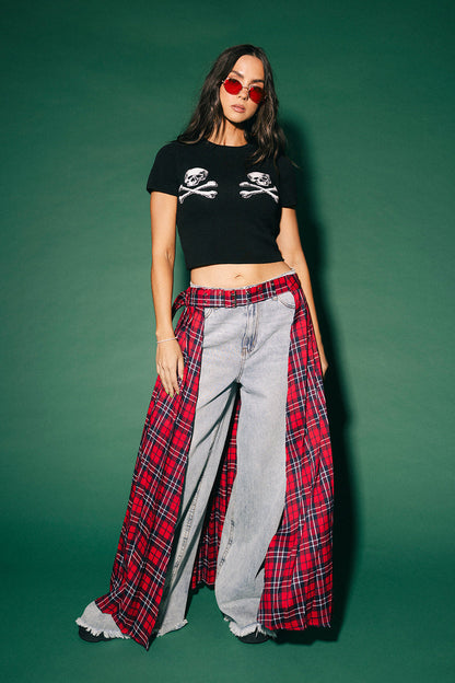 Double Trouble Skull Knit Baby Tee