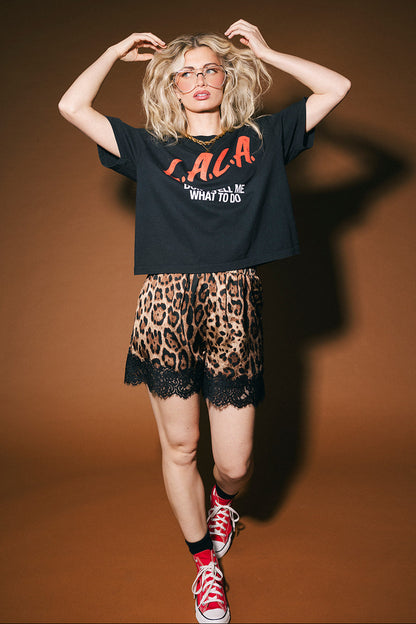 Supernova Satin Bloomer Shorts in Leopard