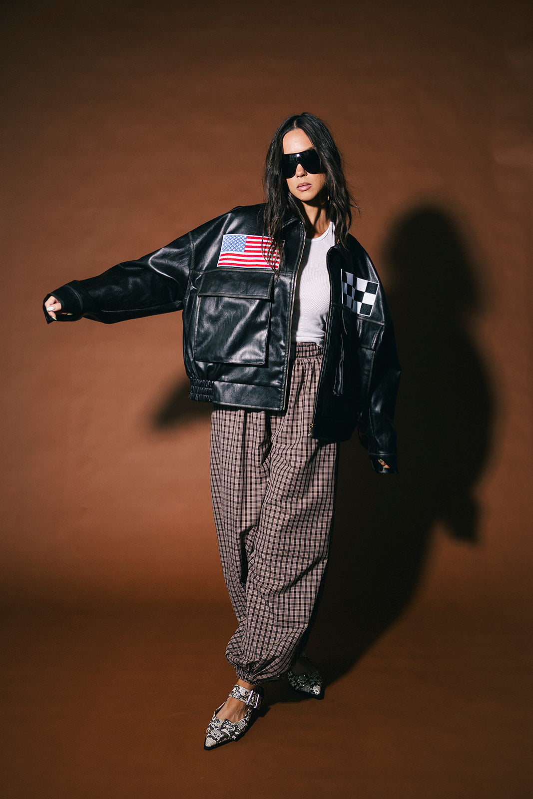 Lalaland Art Department Vegan Leather Bomber Jacket