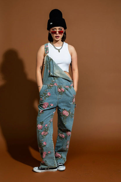 90s Throwback Floral Denim Boyfriend Overalls - Dressed in Lala