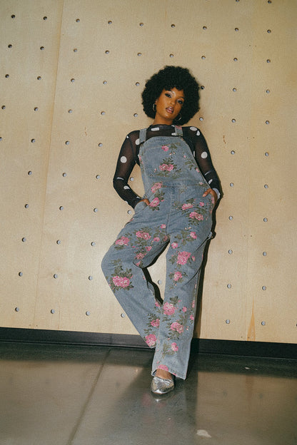 90s Throwback Floral Denim Boyfriend Overalls - Dressed in Lala