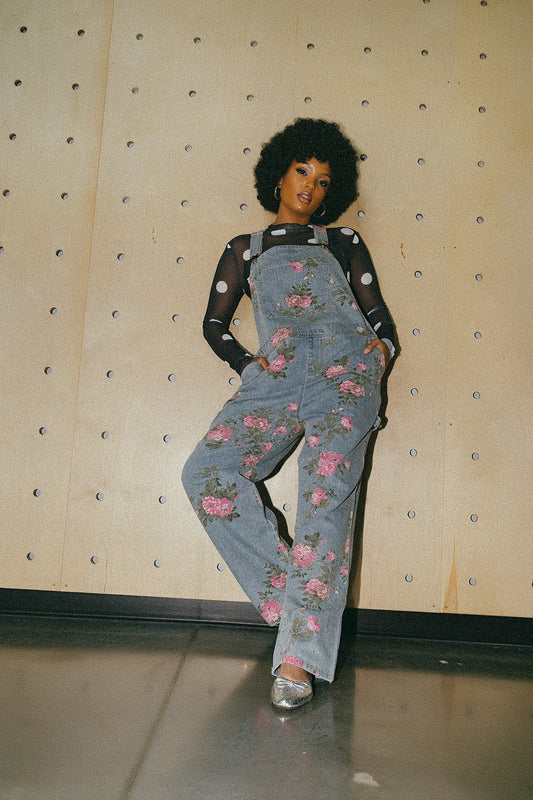 90s Throwback Floral Denim Boyfriend Overalls - Dressed in Lala