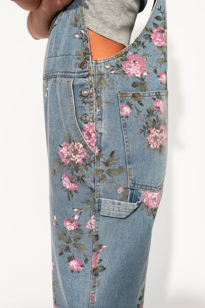 90s Throwback Floral Denim Boyfriend Overalls - Dressed in Lala