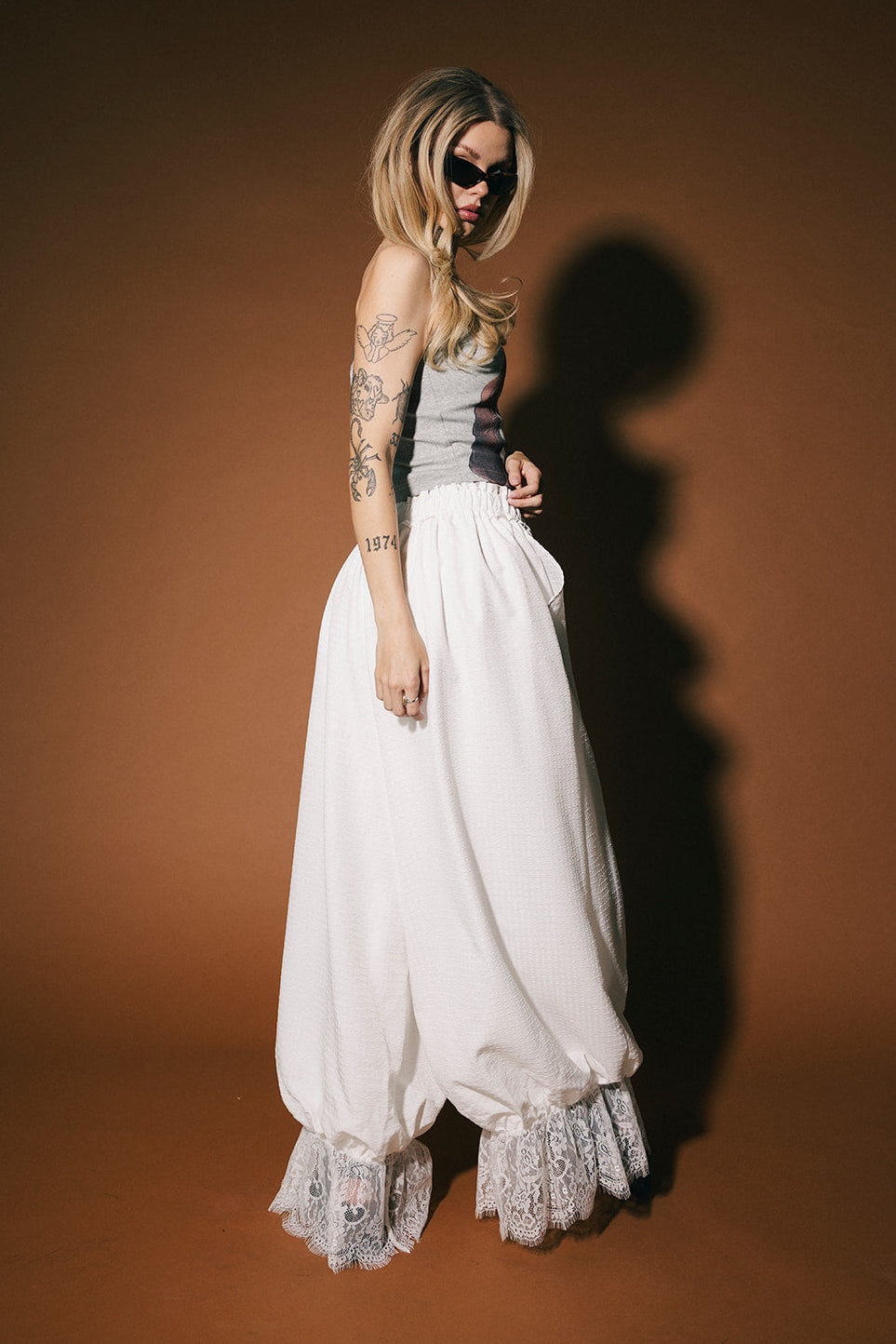 All For Fun Seersucker Bloomer Pants in White