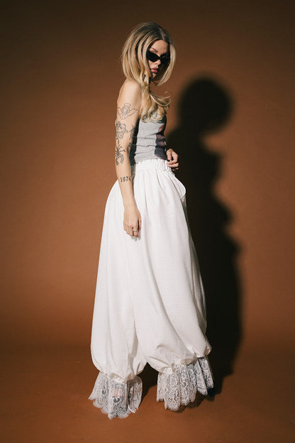 All For Fun Seersucker Bloomer Pants in White