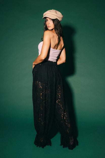 Dancing in the Moonlight Lace Bloomer Pants in Black
