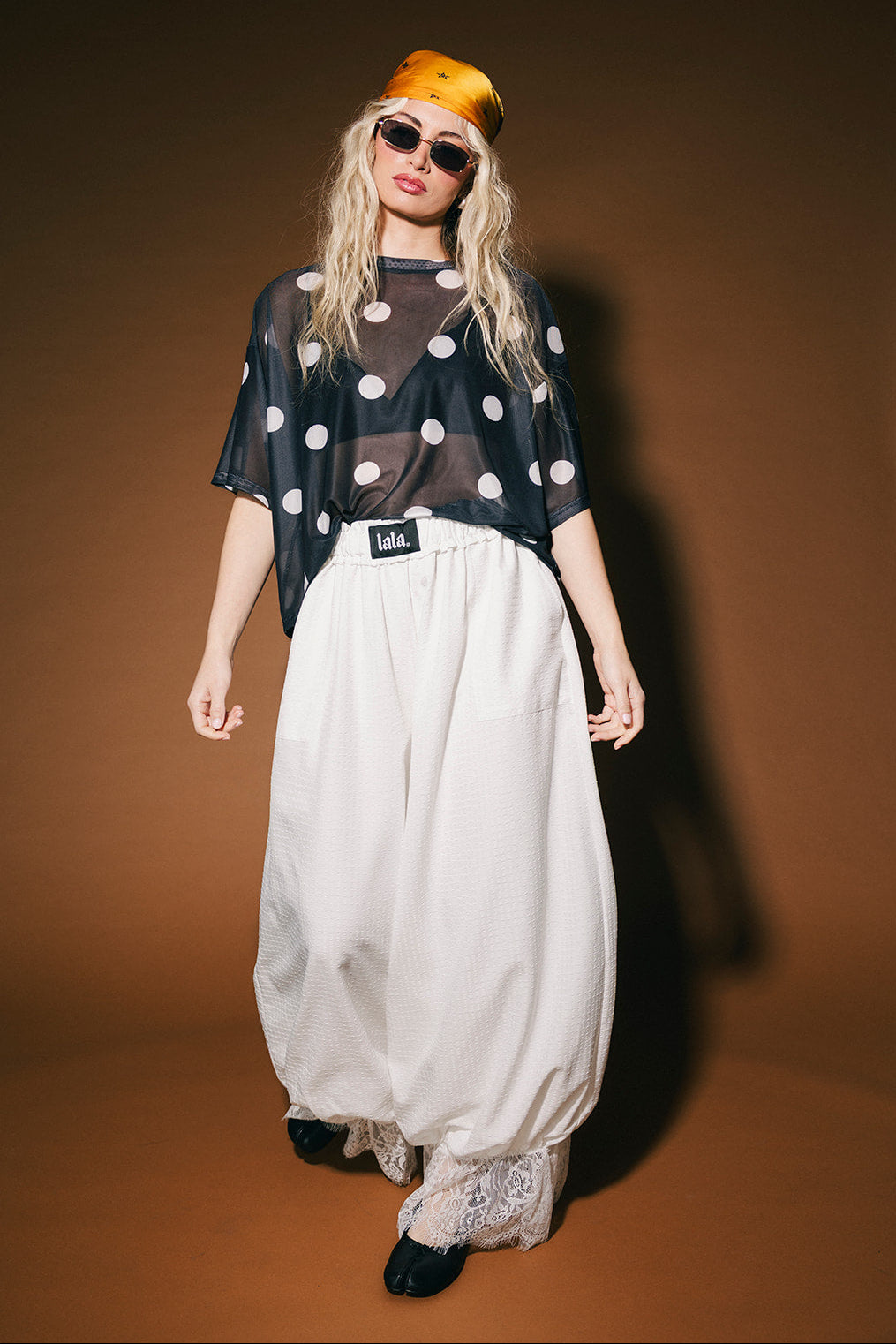 Karma Oversized Mesh Top in Polka Dots