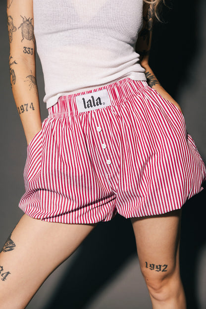 Big Heart Bloomer Boxer Shorts in Red Menswear Stripe