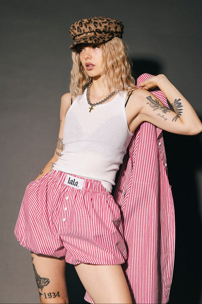 Big Heart Bloomer Boxer Shorts in Red Menswear Stripe