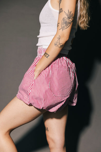 Big Heart Bloomer Boxer Shorts in Red Menswear Stripe