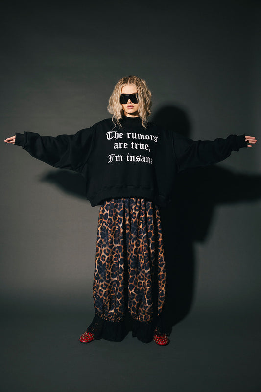 The Rumors Are True Embroidered Boxy Pullover in Black