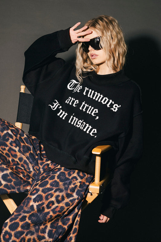 The Rumors Are True Embroidered Boxy Pullover in Black