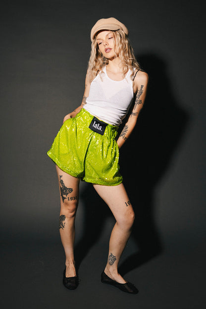 See You in Space Sequin Boxer Shorts in Green