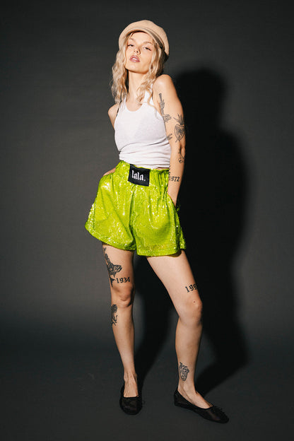 See You in Space Sequin Boxer Shorts in Green