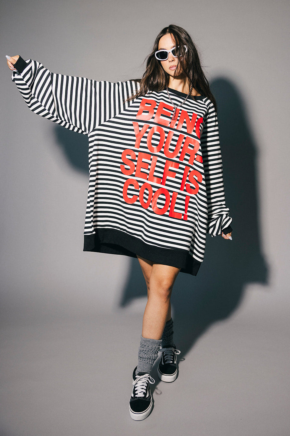 Being Yourself Is Cool Ultra Mega Striped Oversized Pullover