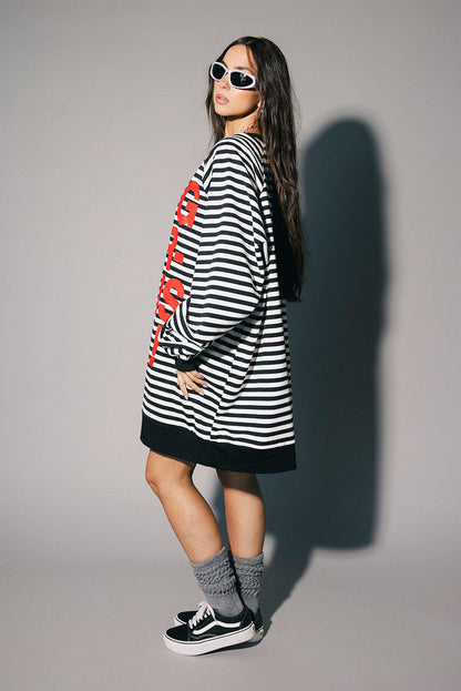 Being Yourself Is Cool Ultra Mega Striped Oversized Pullover