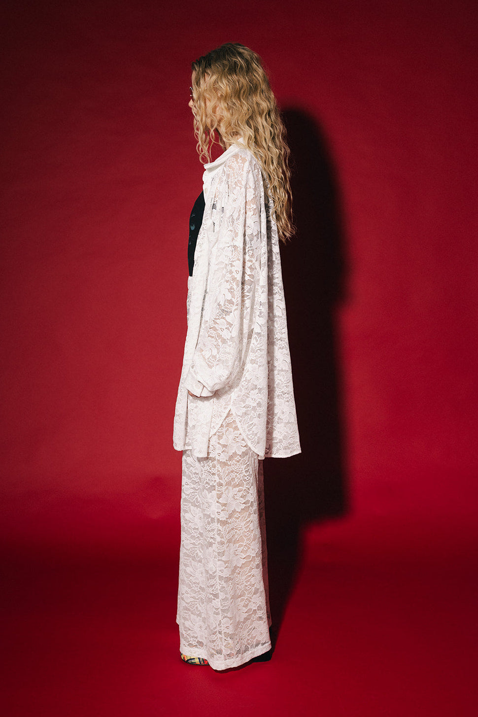Soul Searching Ultra Oversized Button Up in White Love Hangover Lace