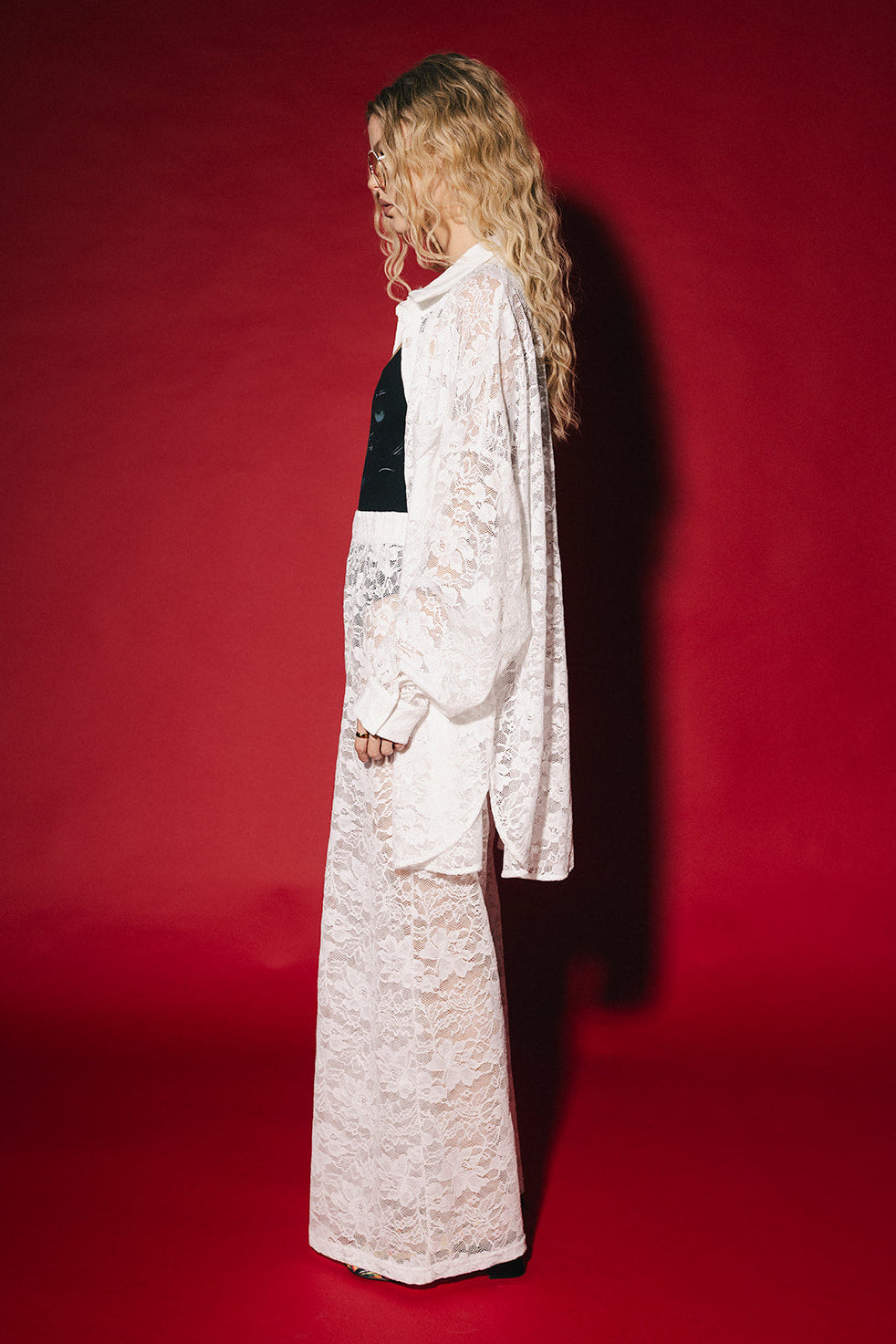 Love Hangover Wide Leg Lace Pants in White