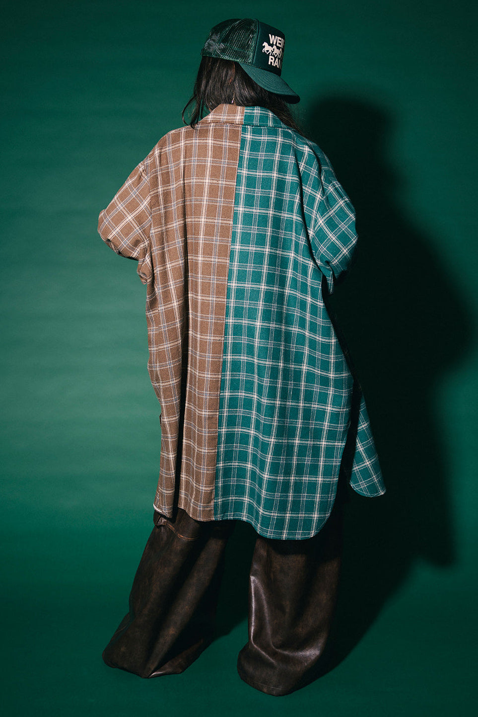 Zuri Oversized Grunge Half + Half Flannel in Cabin Fever