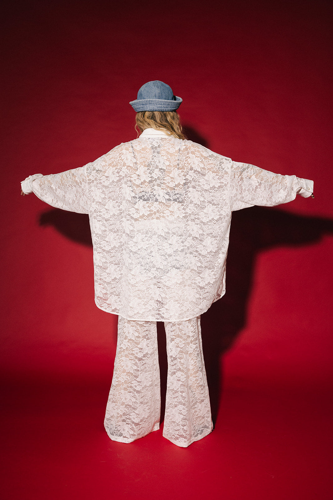 Soul Searching Ultra Oversized Button Up in White Love Hangover Lace