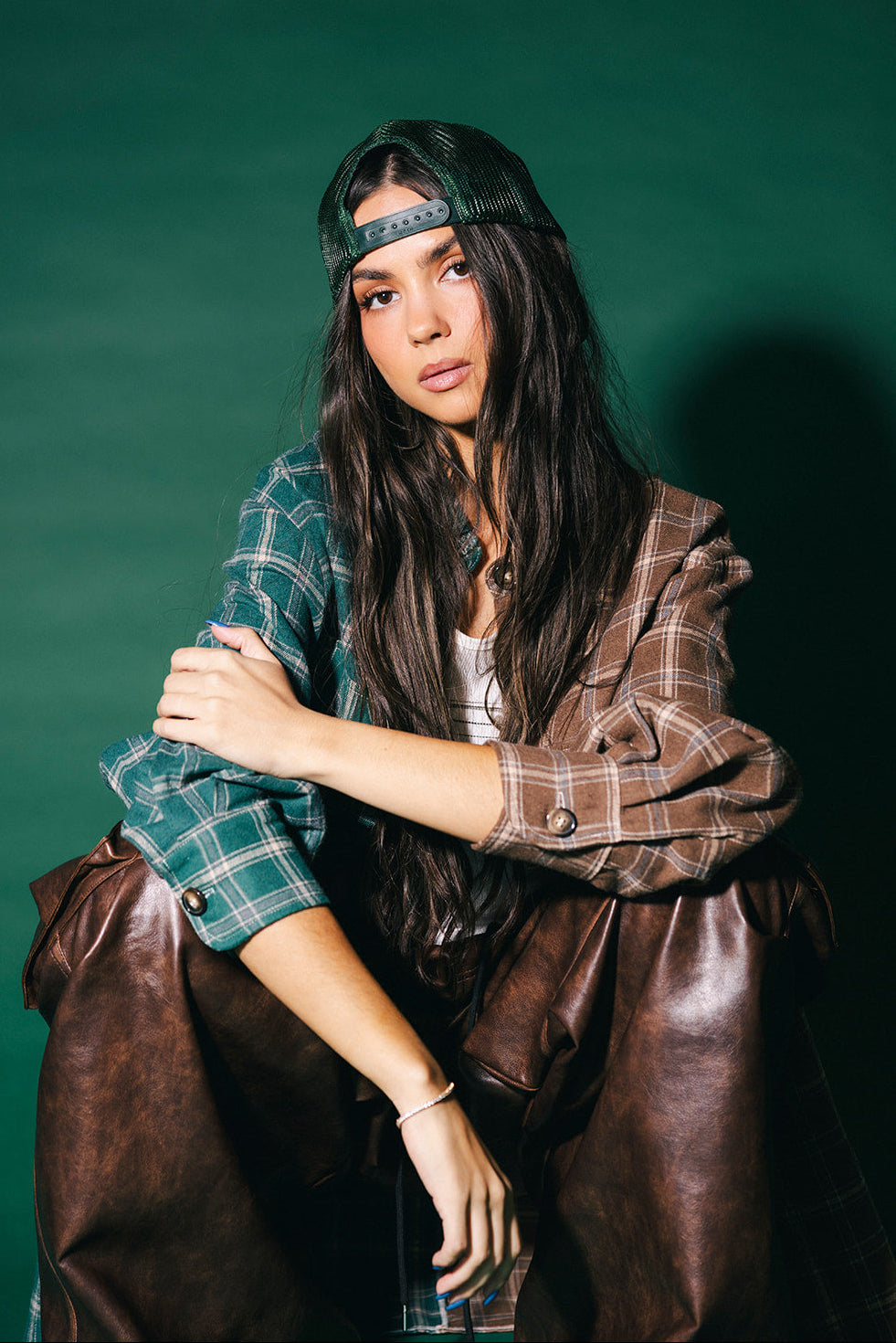 Zuri Oversized Grunge Half + Half Flannel in Cabin Fever