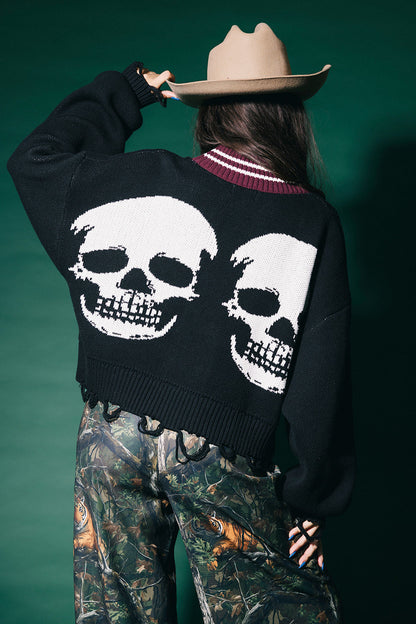 Bad To The Bone Cropped Distressed Cardigan