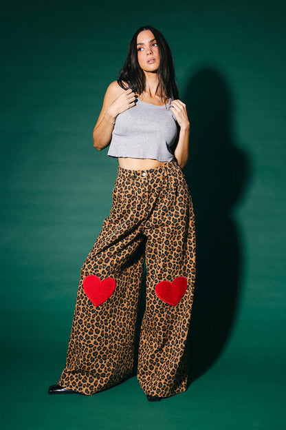 Lost in Love Leopard Wide Leg Denim