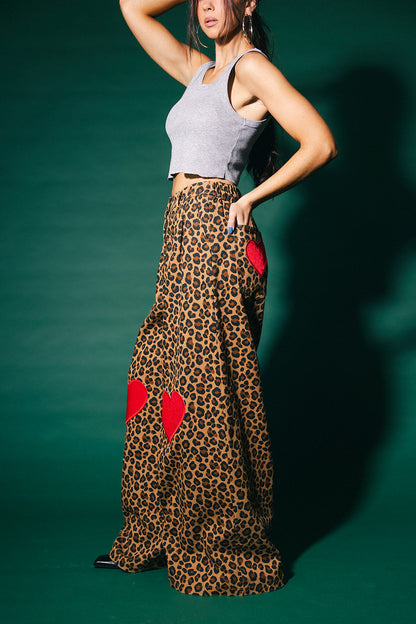 Lost in Love Leopard Wide Leg Denim