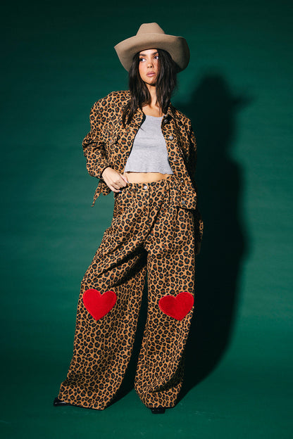 Lost in Love Leopard Wide Leg Denim