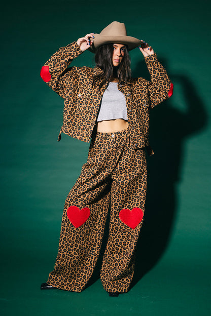 Lost in Love Leopard Boxy Denim Jacket