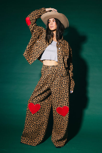 Lost in Love Leopard Wide Leg Denim