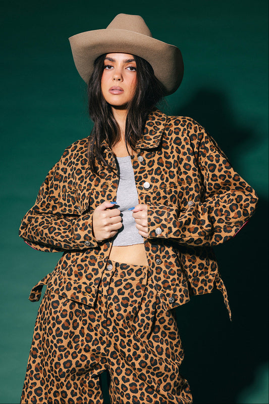 Lost in Love Leopard Boxy Denim Jacket