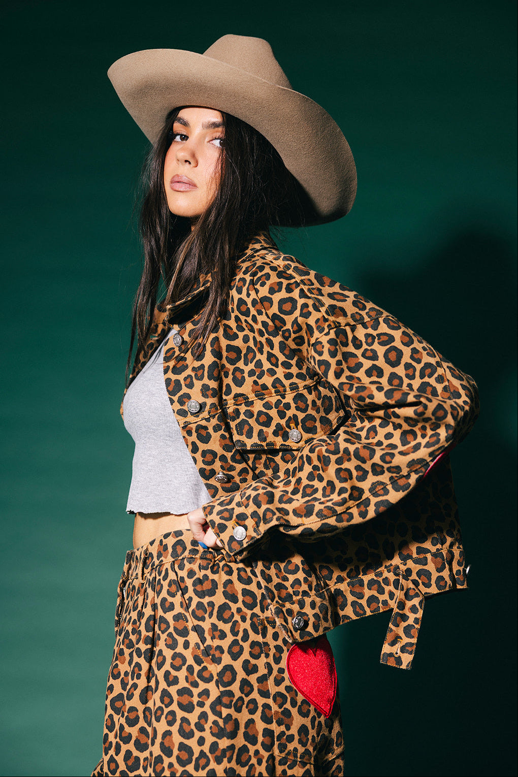 Lost in Love Leopard Boxy Denim Jacket