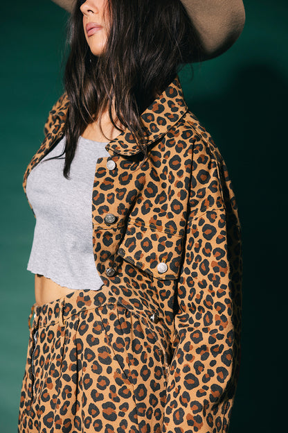 Lost in Love Leopard Boxy Denim Jacket