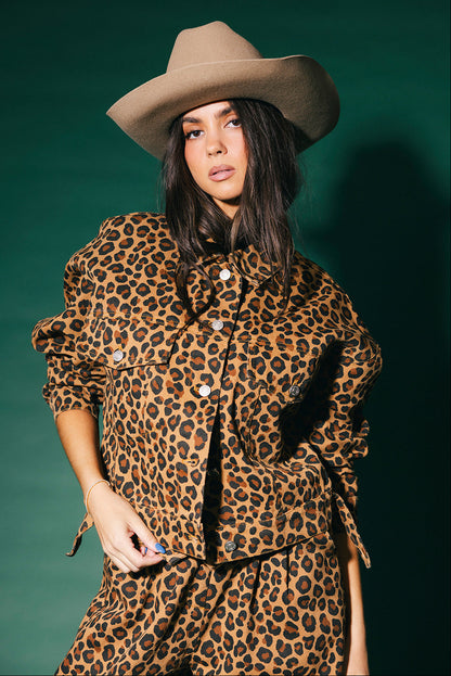 Lost in Love Leopard Boxy Denim Jacket