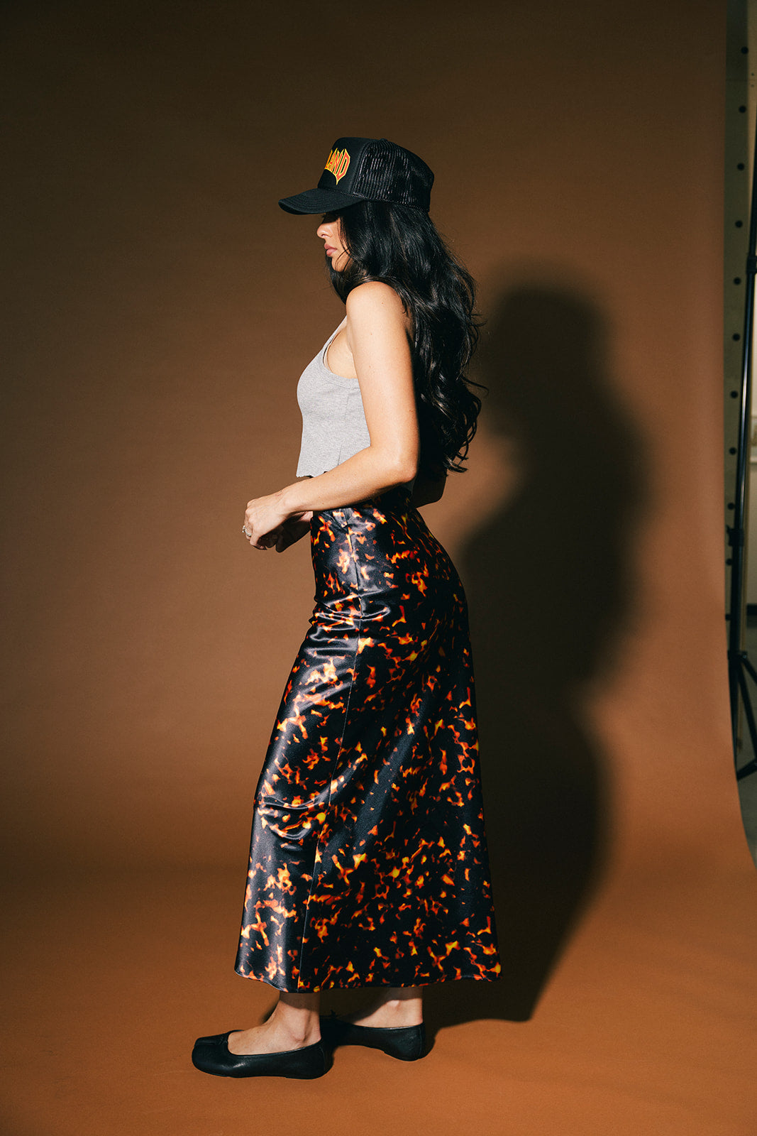 Supernova Bias Satin Skirt in Tortoiseshell
