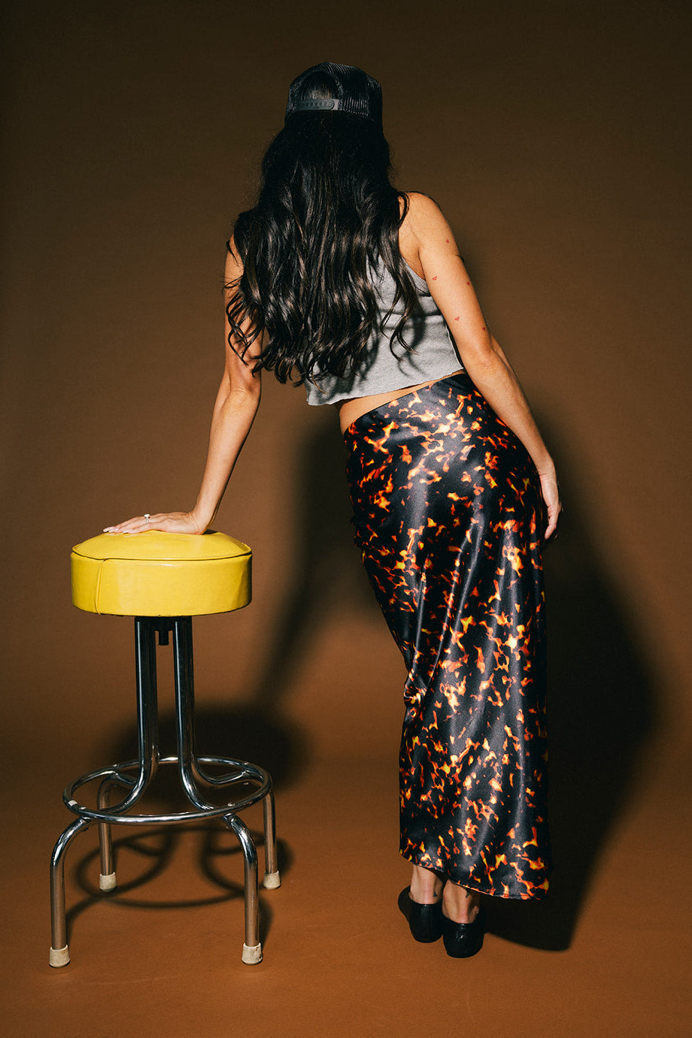 Supernova Bias Satin Skirt in Tortoiseshell